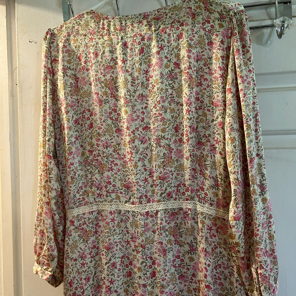 Zara Floral Maxi Dress in Cream with Pink and Green Print - Picture 4 of 4
